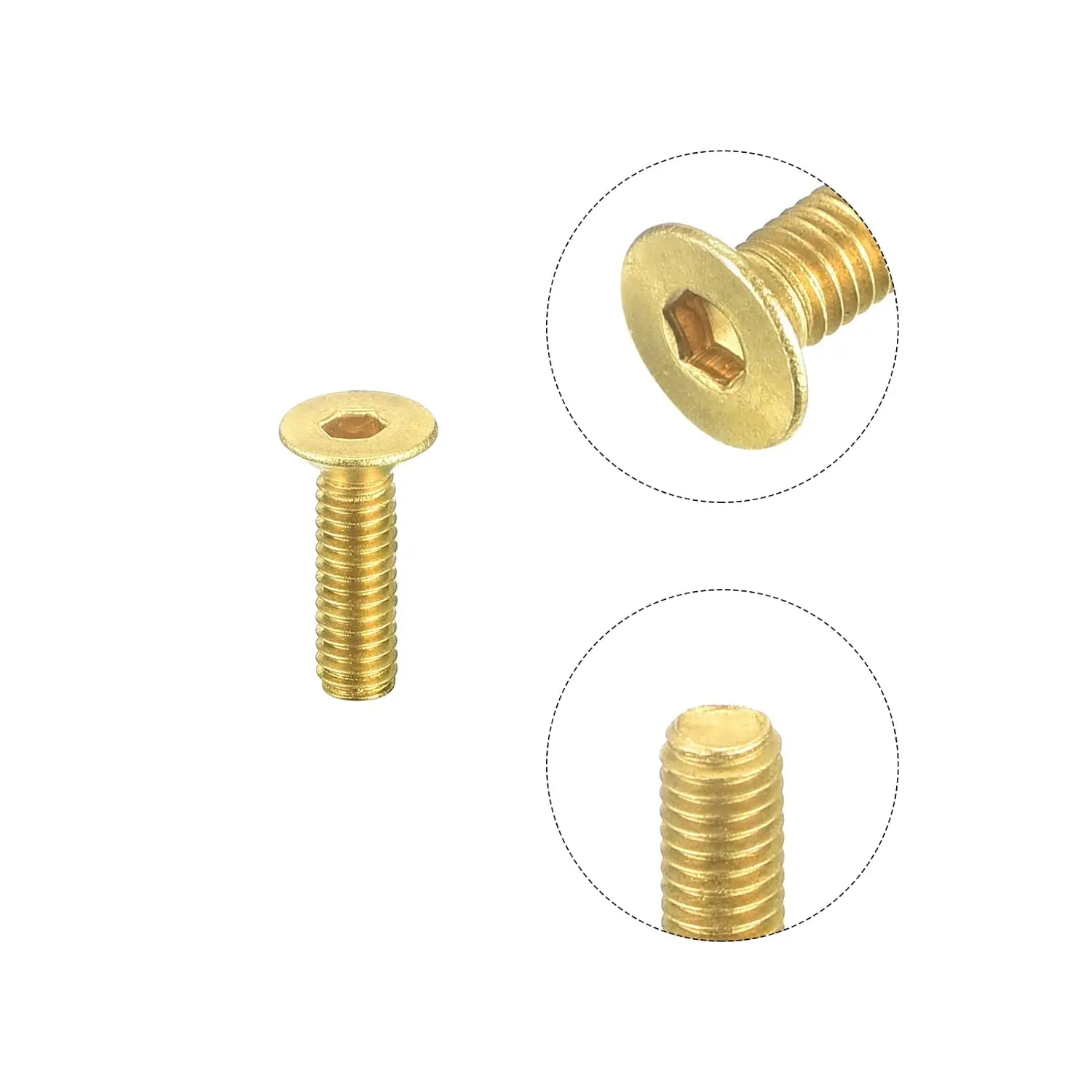 Wholesale Factory Price Flat Head Socket Cap Screws, M3-0.5 x 10mm Brass Inner Hex Drive Fasteners Bolts