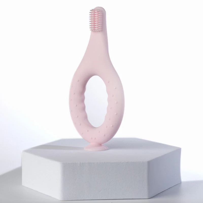 BPA Free LFGB Food Grade Safe Silicone Baby Toothbrush Suction Cup Design Anti-choking Baby Silicone Teething Stick