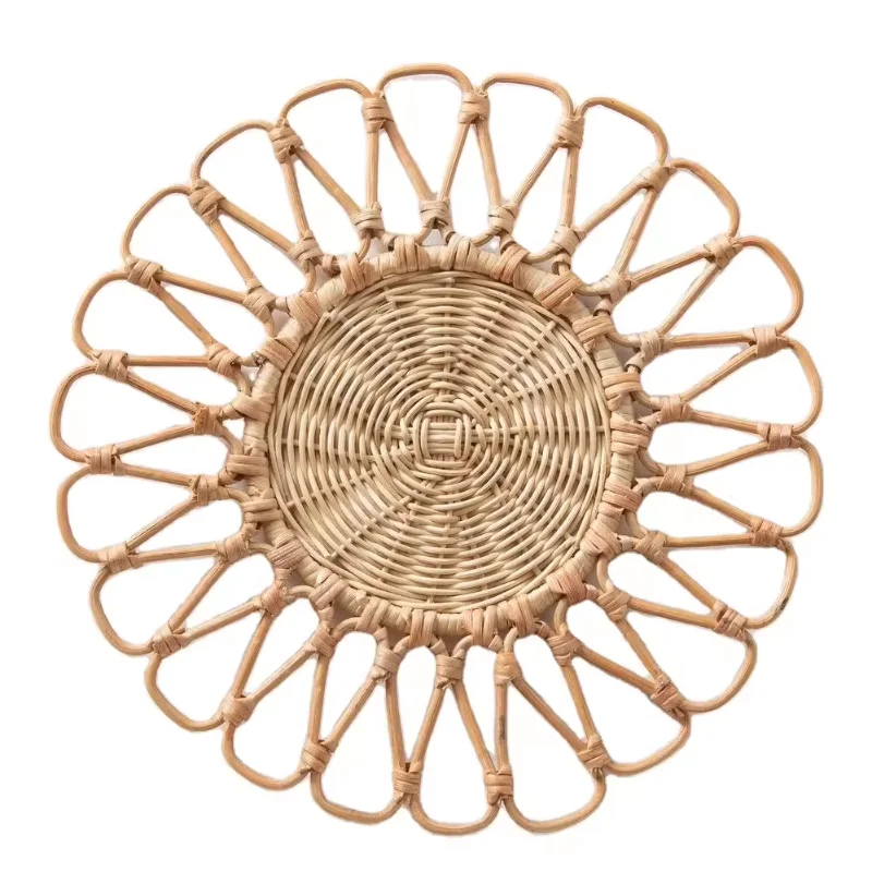 Cheap Price Flower Rattan Placemats Wedding Water Hyacinth Seagrass Bamboo Coasters Vietnam Charger Plates Woven Dining Mats