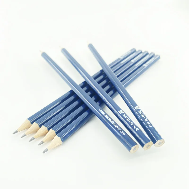 Hotel Guestroom Logo Brand Printed Black Wooden Pencil OEM