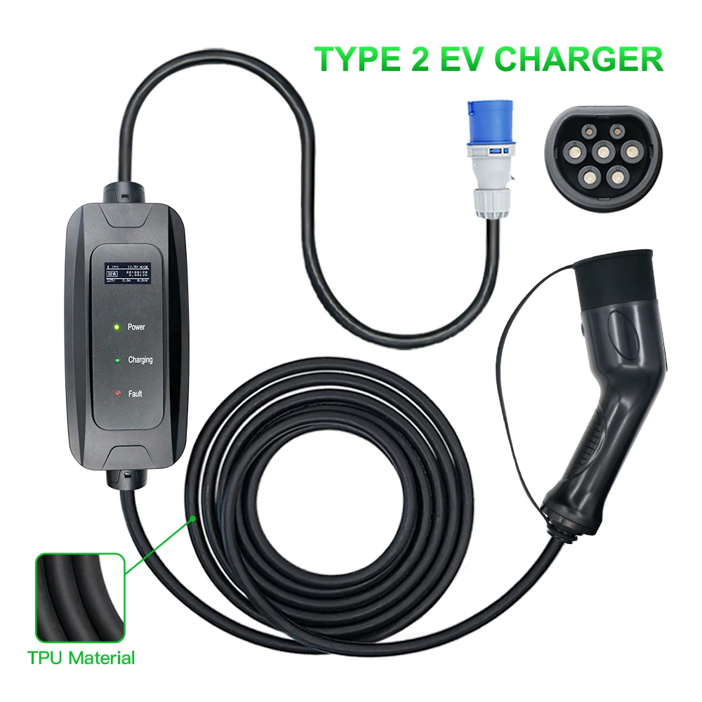 Portable evse charger 240v ev charge level 2 ev charge type 2 32 a