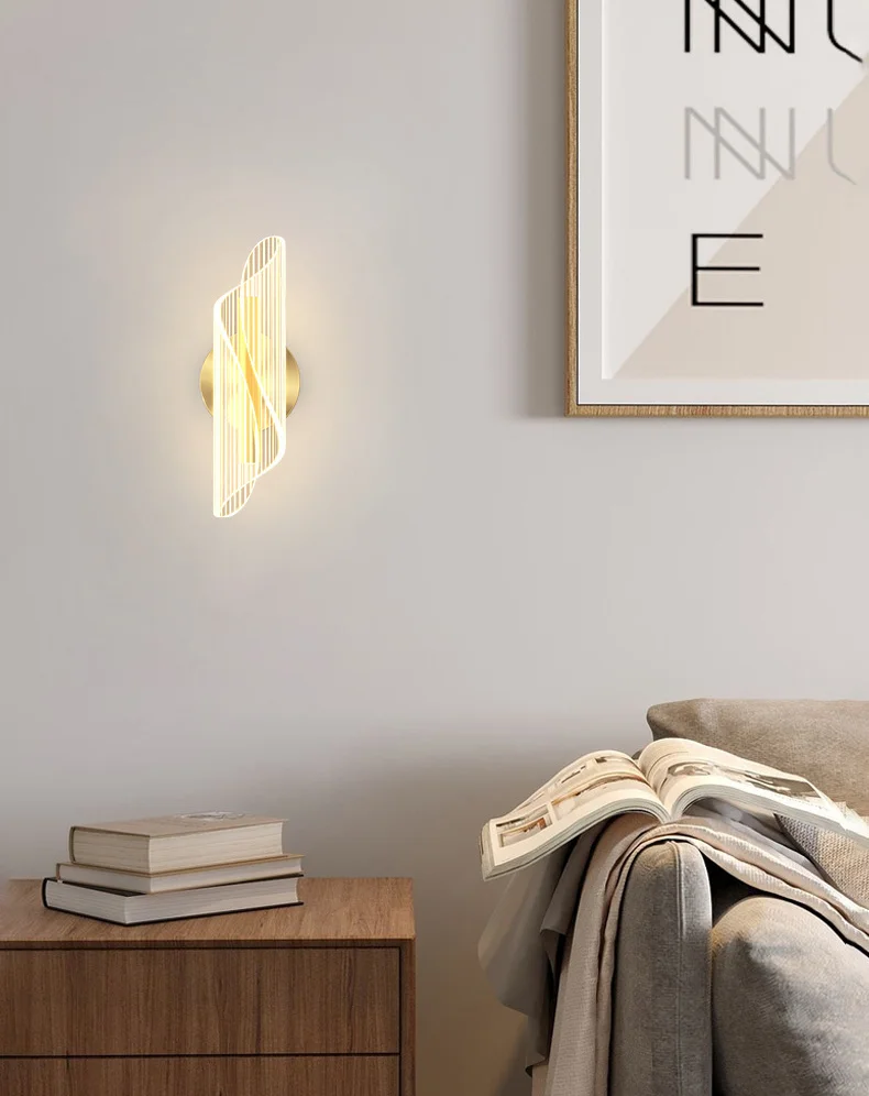 Modern creative screw shape living room backdrop wall lamp personalized bedside acrylic wall light for Bedroom Hotel