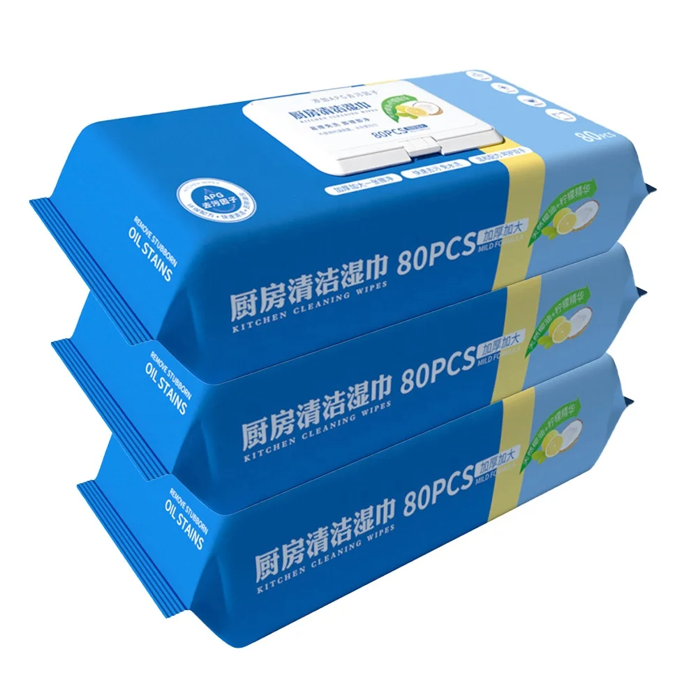 Wholesale Household Treasure Multi Functional Kitchen Surface Disposable Cleansing Kitchen Wet Wipes