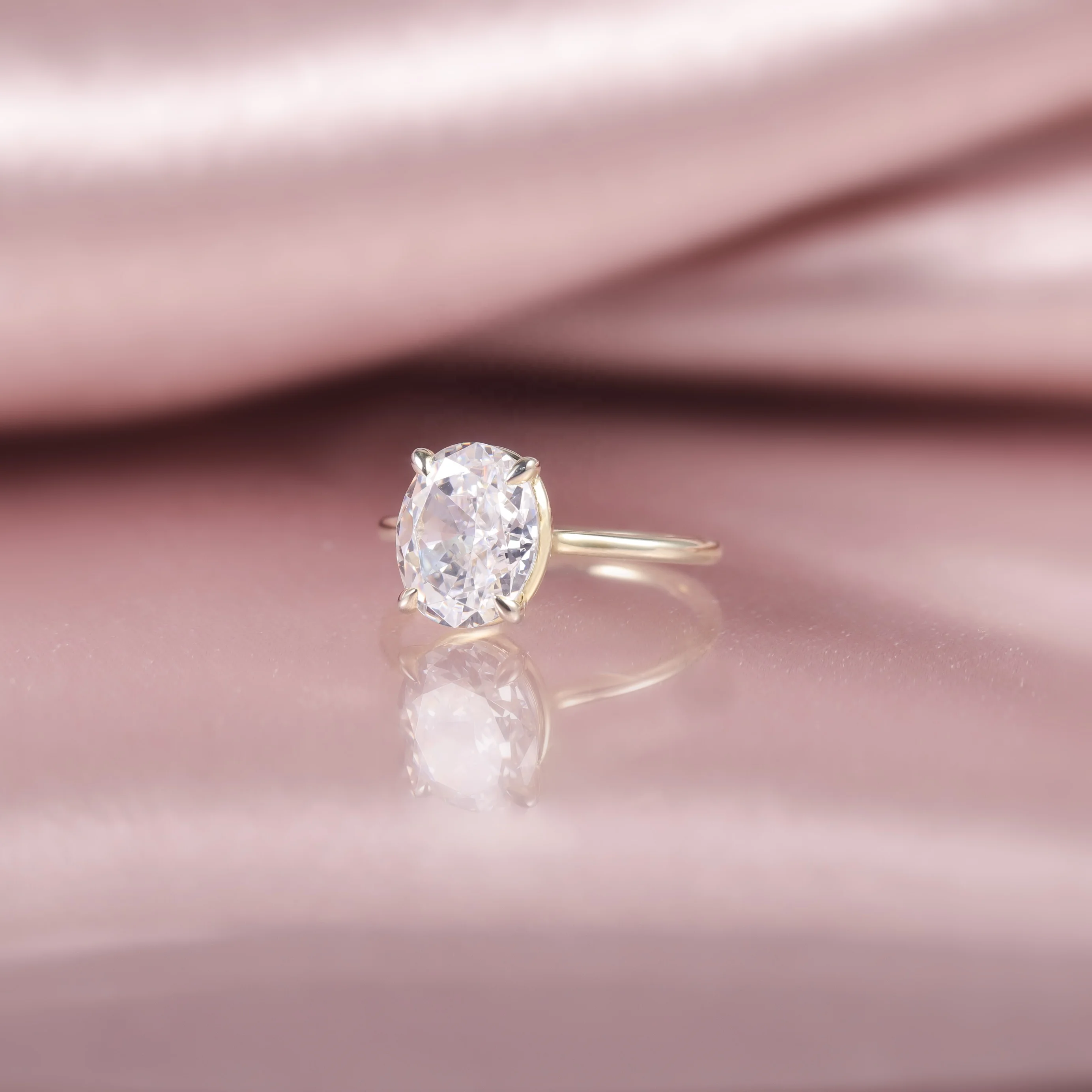 OL1481 Abiding Classic 4 Claws D Color VVS Oval Cut 3CT Moissanite Diamond 9K 10K 14K 18K Solid Gold Solitaire Rings