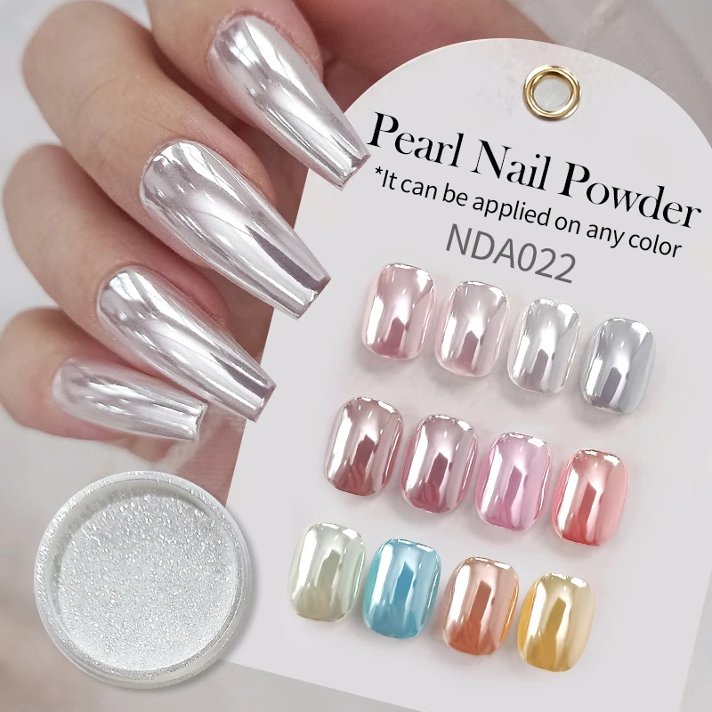 NICOLE DIARY Popular White Clear Chrome Nail Glitter Pigment Powder Mirror Metallic Effect Nail Powder for Nail Art