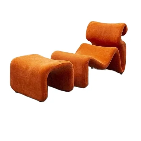 Italian design living room furniture Abstract line folding bending recliner Glass fiber  recliner chair Bring an Ottoman