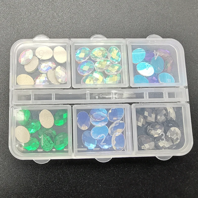 HZRcare Wholesale High Quality 1440 Nail Flatback K9 Multi Colors Mixed Different Shape Rhinestones in Packing Box.jpg