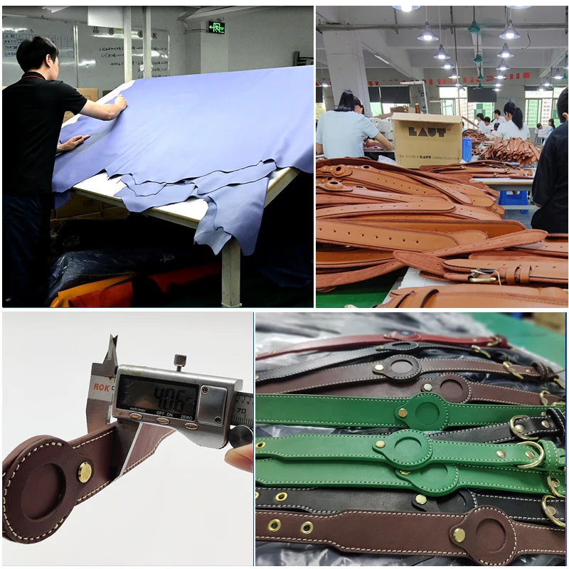 Pet GPS Tracker Factory Custom Black Real Leather Brown Genuine Leather Airtag Dog Collar