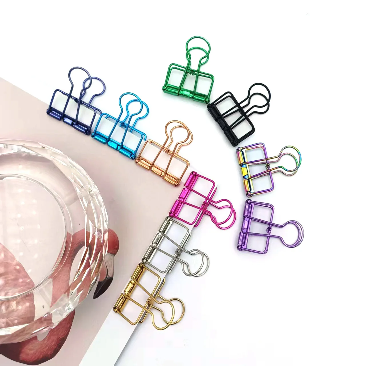 Colorful Metal Clip Multiple Colors Wire Binder Clips Ins Decoration Office Study Binder Clamps Hollow Out Paper Binder Clip