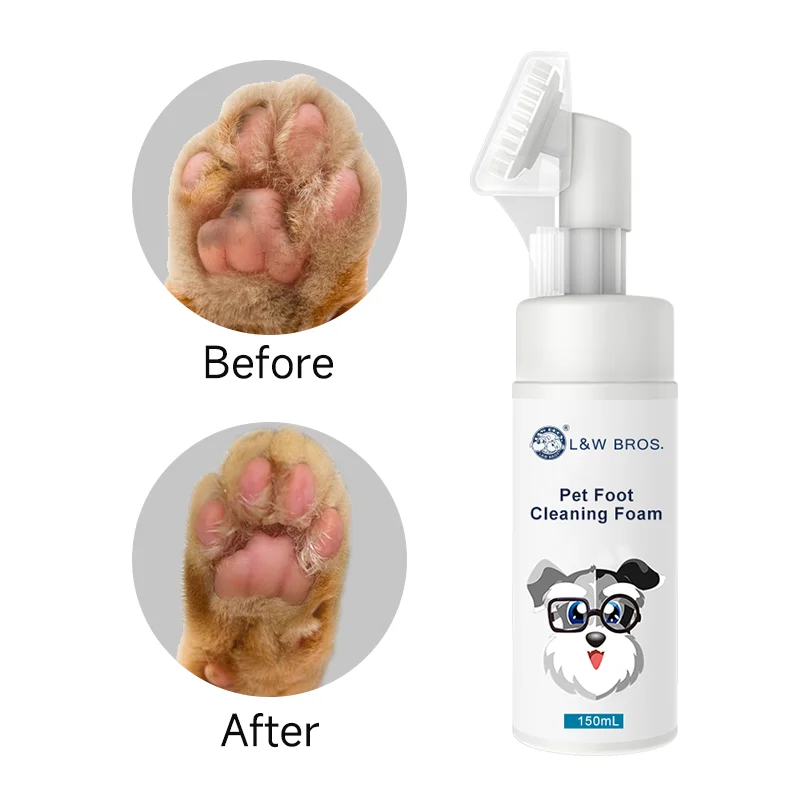 2024 Pet Foot Cleaning Foam Pet Paw Cleaner No Washing Waterless Dog Paw Cleaner With Silicone Brush