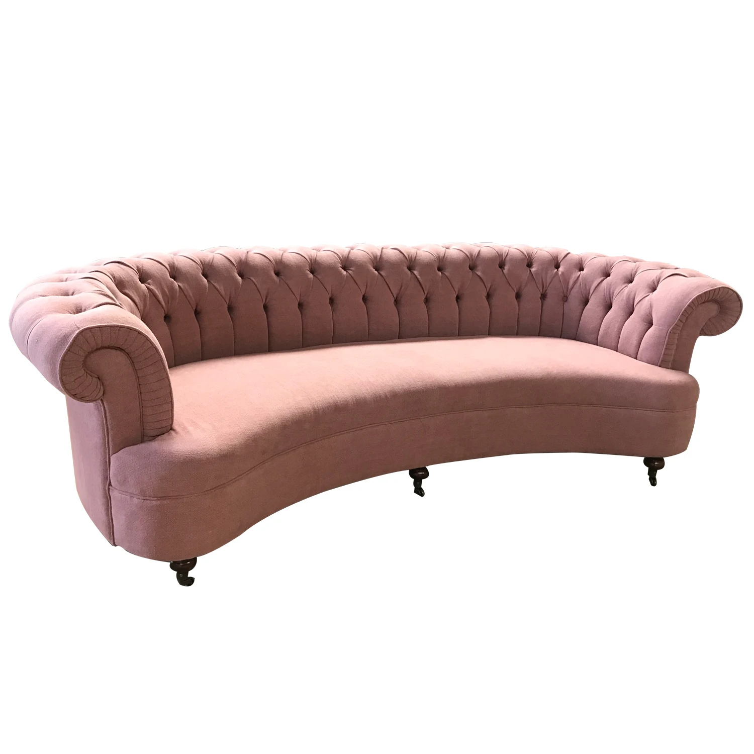 MRS WOODS Modern Design  Luxury Pink Green Chesterfield  Tufted Velvet Curved Living Room Armrest Sofa
