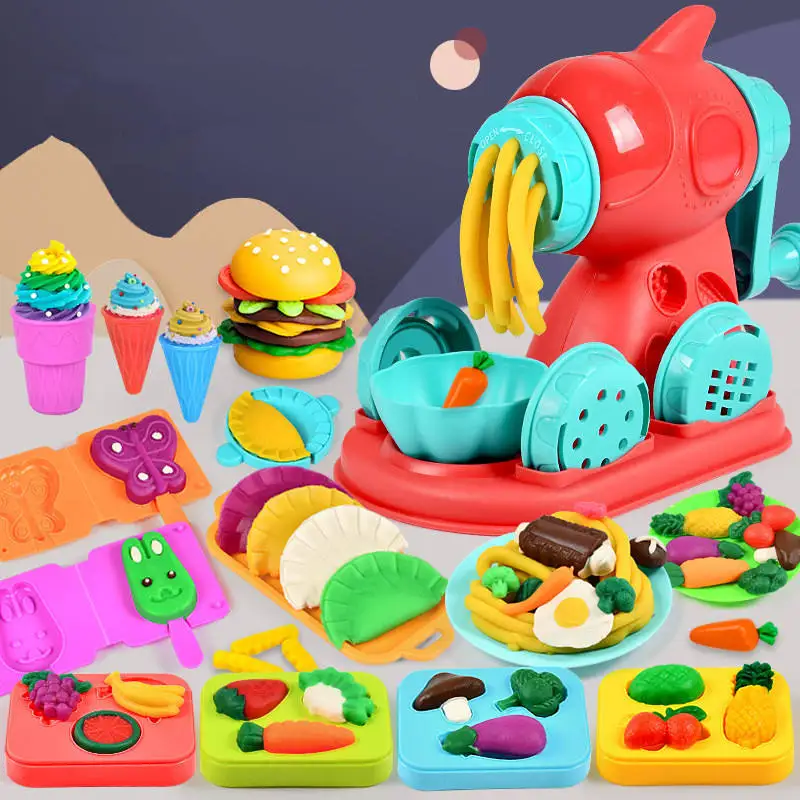 Kids Color Clay Noodle Machine Play Dough Set DIY Simulation Play House Plasticine Mold Tool Production Toys