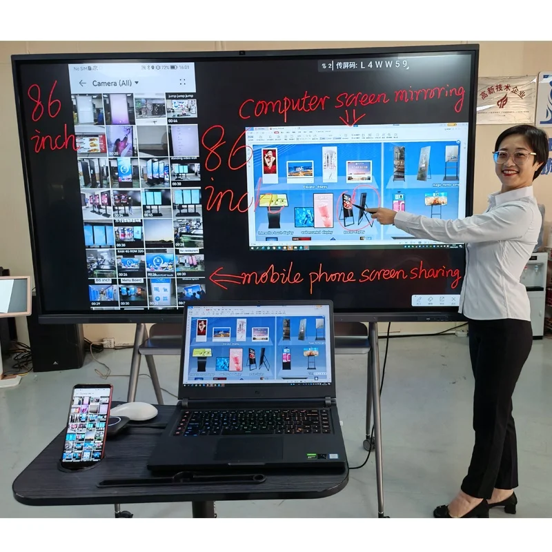 cheap price 65 inch touch screen windows/android system camera microphone electronic digital smart tv interactive whiteboard