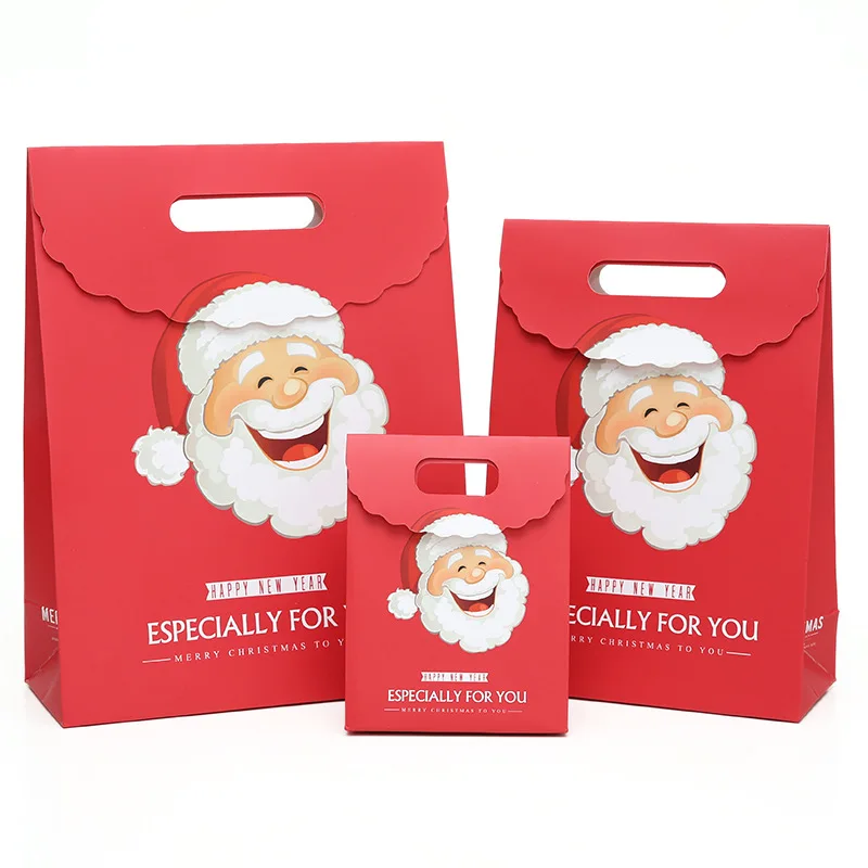 2024 New Design Tote Bag Merry Christmas Red And White Gift Bags Bio-degradable Packaging Bag
