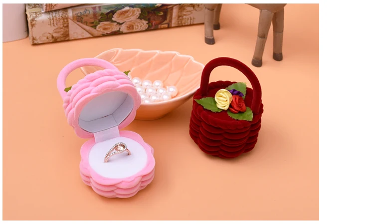 Cute Style  Earring box Flannel ring box Cartoon starfish package cake Ice cream shape Wedding jewelry storage box
