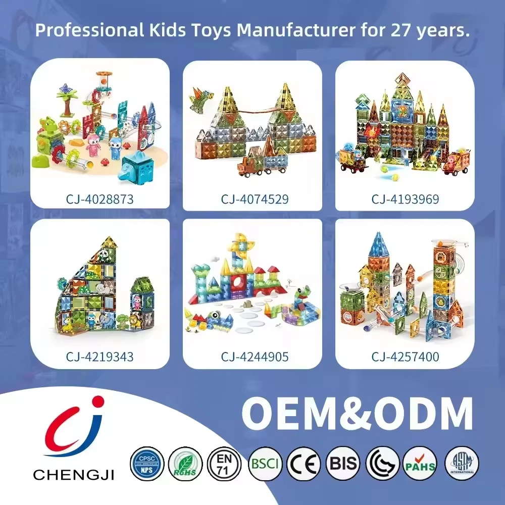 Chengji magnetic dinosaur blocks educational toys 3d magnet lighting ball bearings colorful magnetic building blocks toys