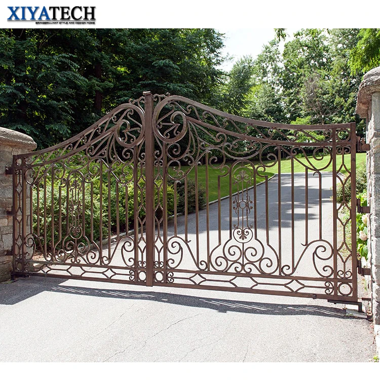 XIYATECH main door grill gate design exterior front entry doors Automatic wrought Iron Design Iron Fancy Gates for Homes