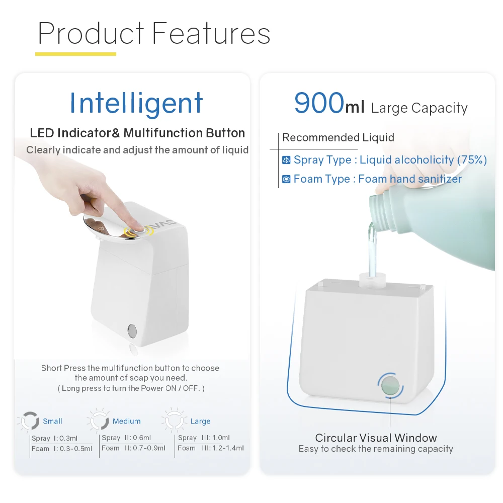 Cheap price Electric smart Touchless infrared Sensor Foam Liquid soap dispenser Auto Alcohol Spray hand Sanitizer dispenser