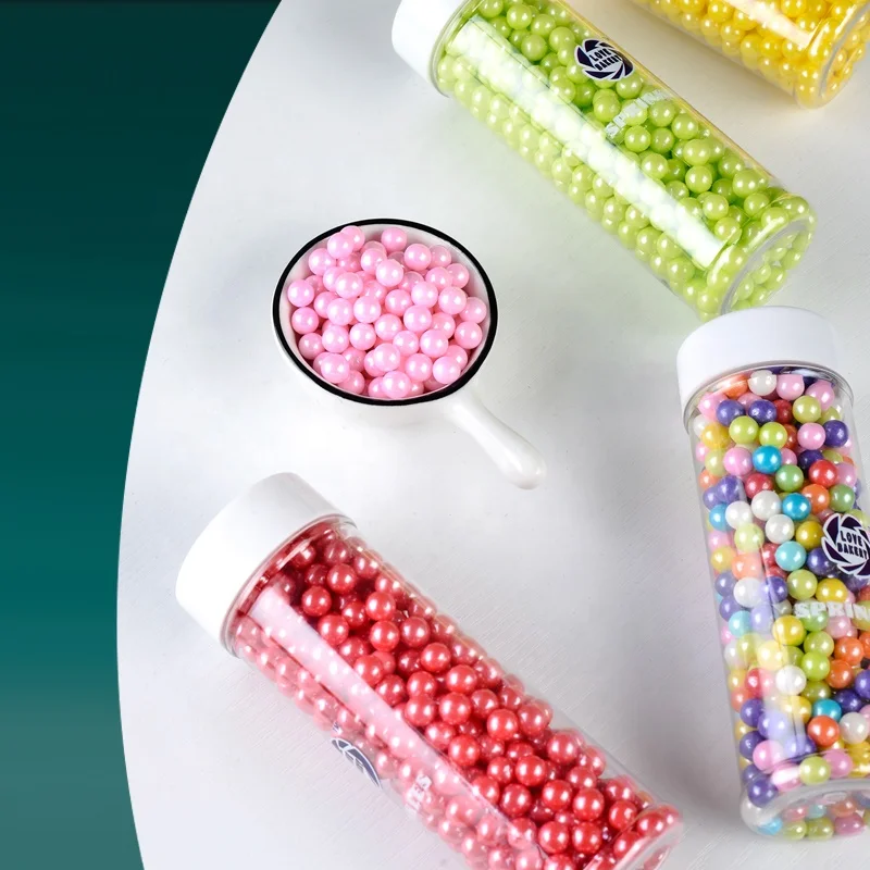 Love Bakery 12 Colors 7mm Natural Shimmer Sugar Pearls for Cookies Ingredients Edible Sprinkles Cake Decorations