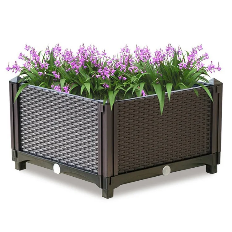 NBCTP Brown Plastic Raised Garden And Home Bed For Grow Flower Bed Pot Planter Grow Box