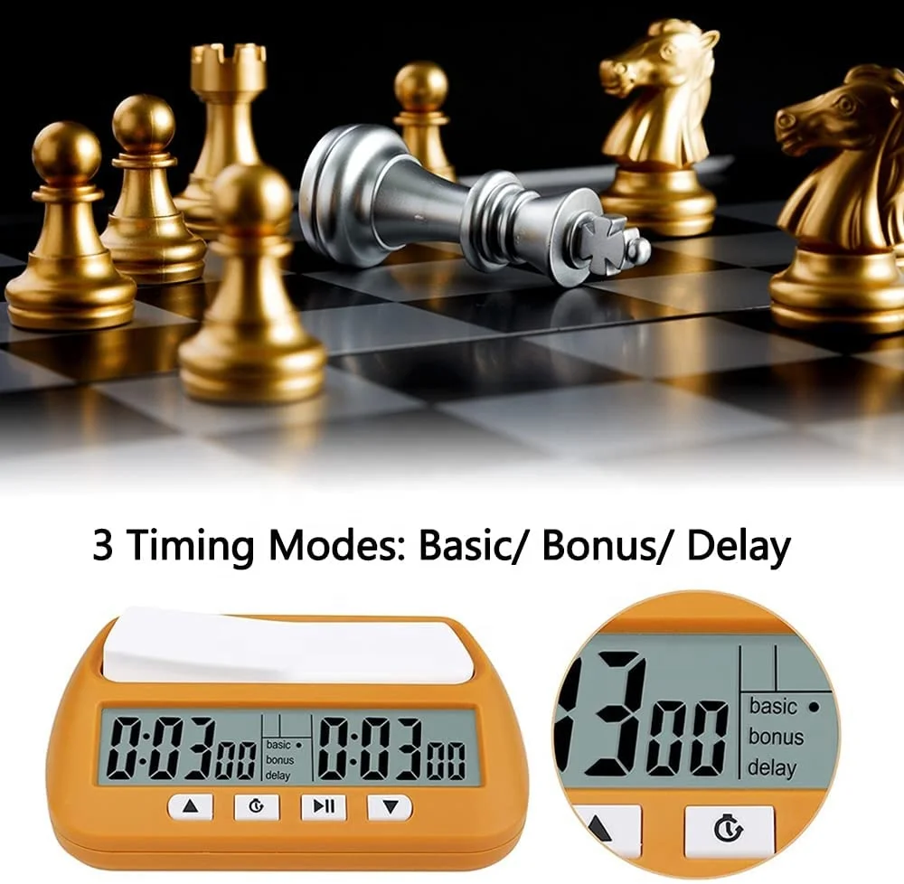 Chess Clock Professional Digital Chess Timer Count Up Down Timer with Clock Board Game Bonus and Delay