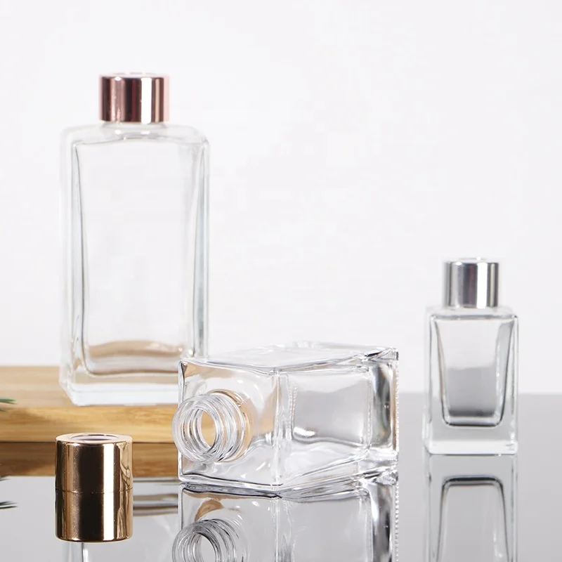 250ml empty clear rectangle square reed diffuser glass aroma bottles luxury glass