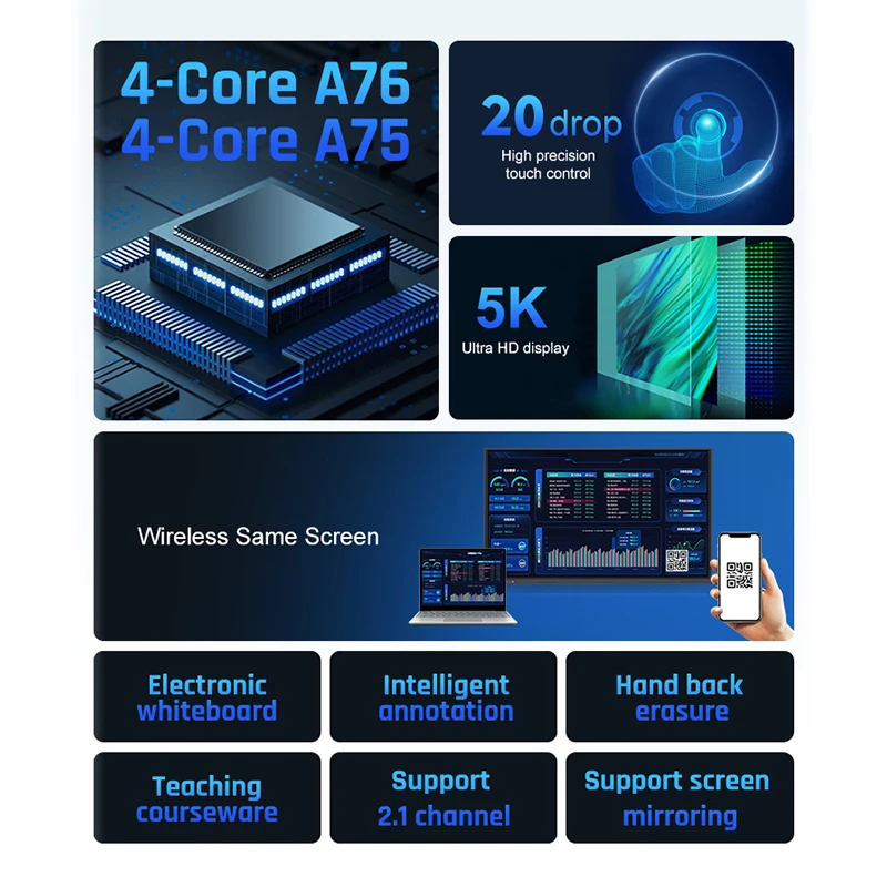 School Interactive Whiteboard 5K Ultrahd Display 105 Inch Lcd Display Meeting Electronic Interactive Flat Panel Smart White Boar
