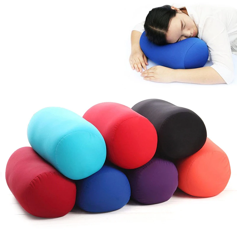 Microbead Log Roll Pillow Squish Tube Bolster Cushion  Back Head Neck Support Sleeping Throw  Roll Travel Polystyrene Pillows