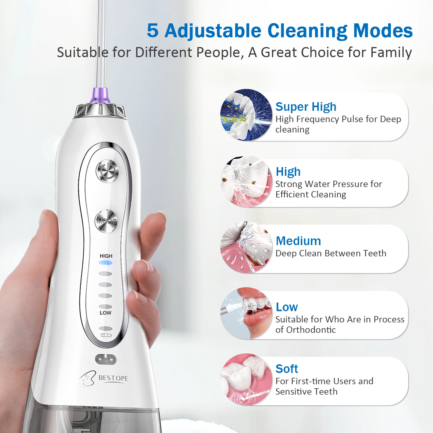 Personal Care Portable Electric Oral Irrigator Rechargeable Dental Cordless Oral Irrigator Water Flooser