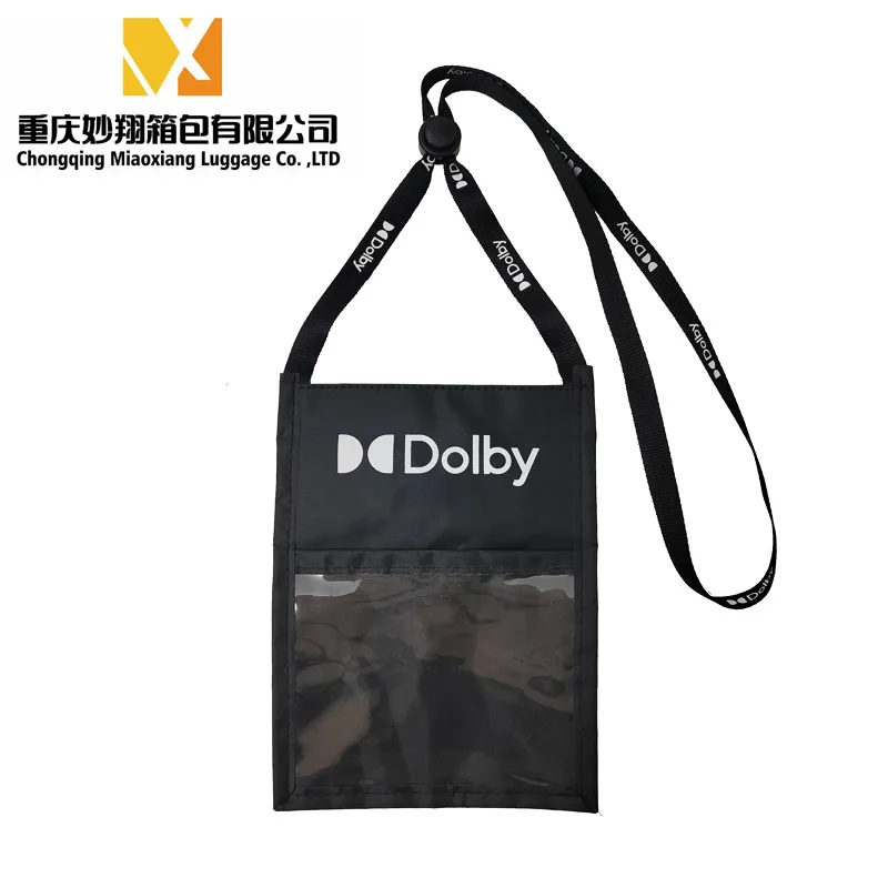 Custom corporate ID sleeve School Exhibition ID Passport holder Passport bag card sleeve lanyard and soft Pvc pocket