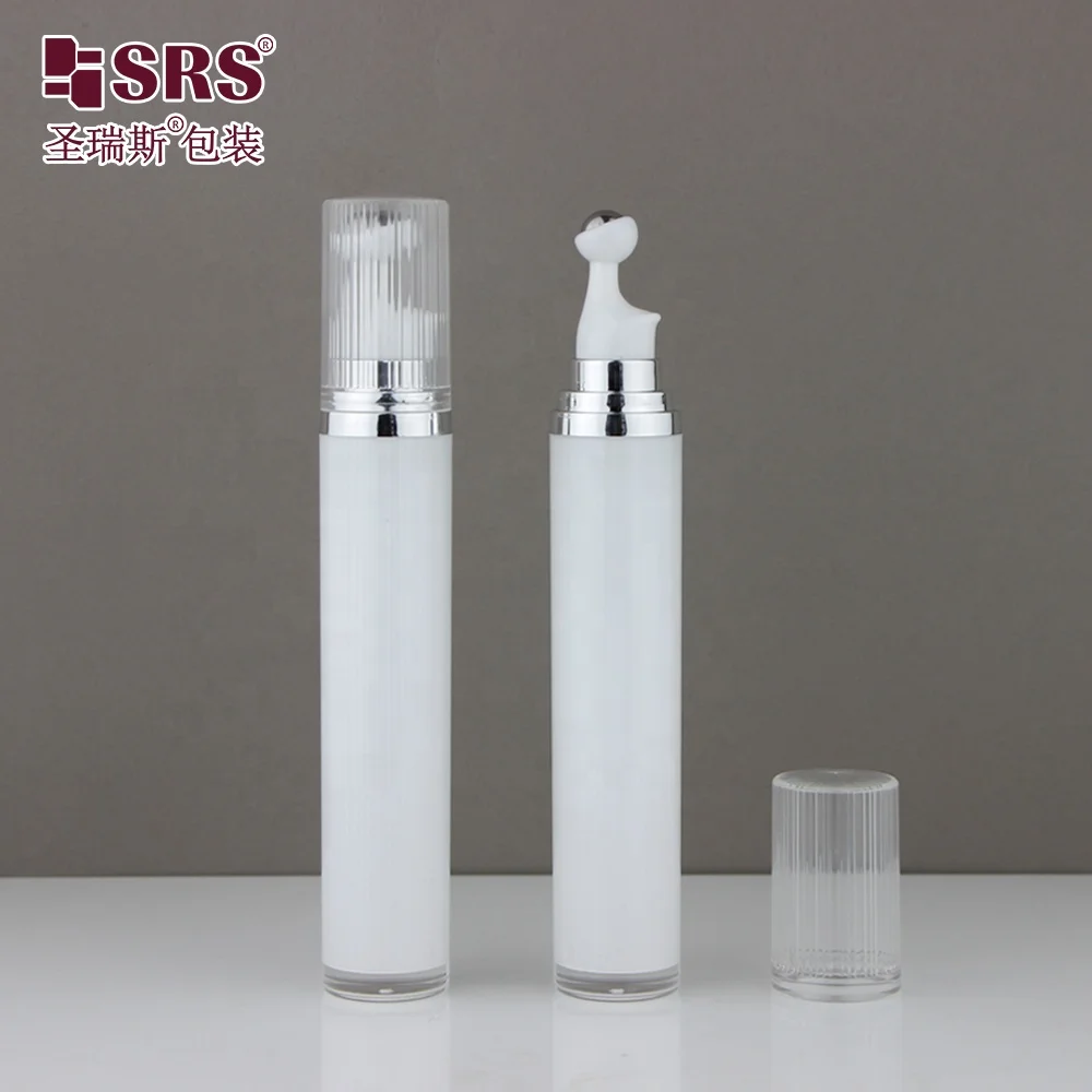 15ml 20ml Empty Acrylic Double Wall Eye Cream Massage Roller Steel Ball Roll On Plastic Bottle