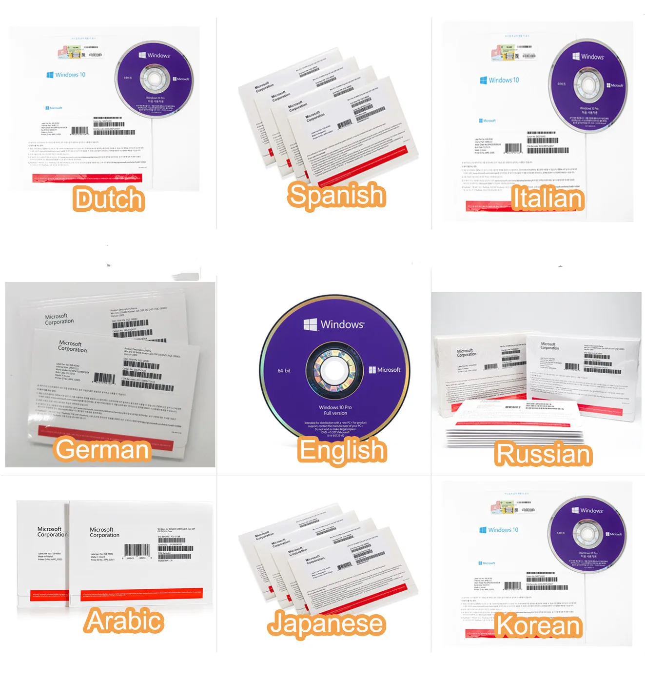 Win 10 Professional Window Pro OEM DVD полный пакет Английский язык 12 месяцев