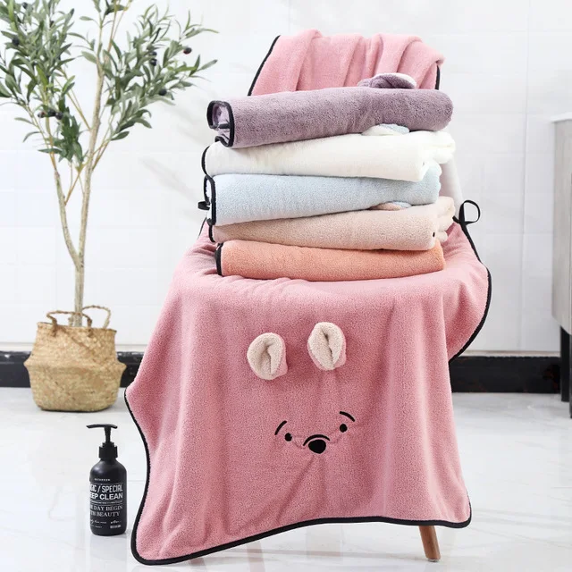 Новый дизайн, банное полотенце из кораллового бархата, Набор детских полотенец с милыми мультяшными кроликами и ушками