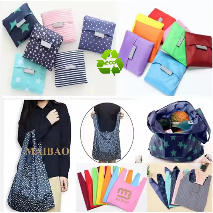 Eco-friendly Fashion Polyester Shopping Tote Bag Nylon Reusable Foldable Oxford Tote Bag Custom Printed Nylon Bags For Packaging