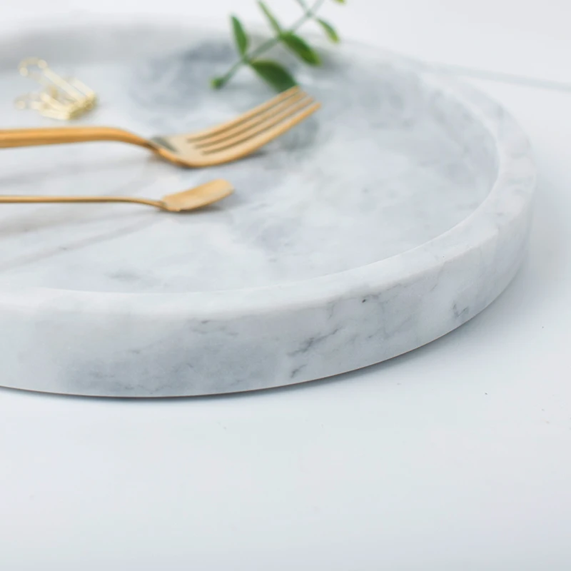 Custom Made Luxury Plate Dinner Plate Round Marble Jewelry Display Serving Coffee Trays for Modern Industrial Style Home Decor