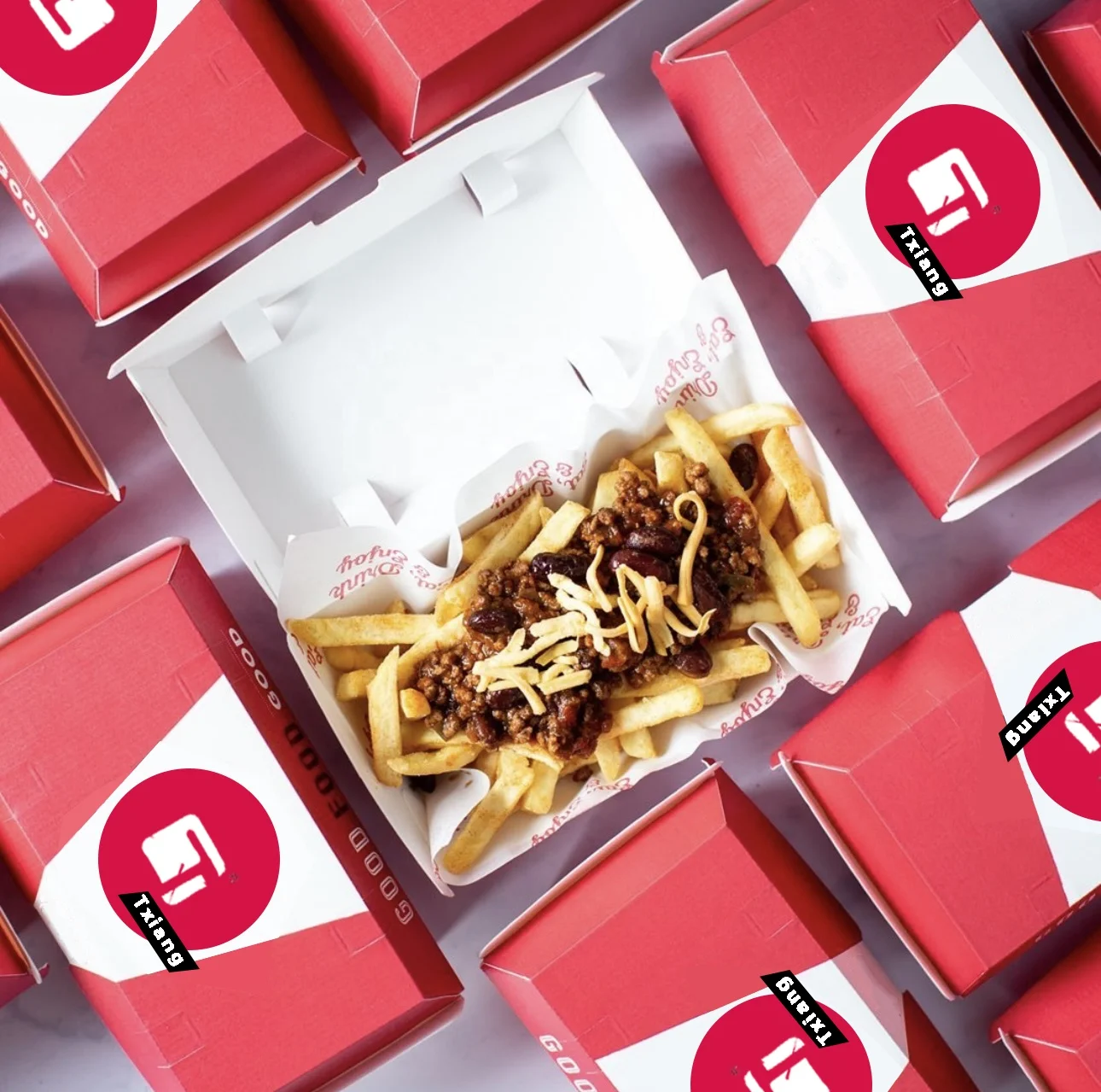 Custom Your Logo Branded Burger Boxes Printed Fashion Food Boxes For Burgers And Fried Food