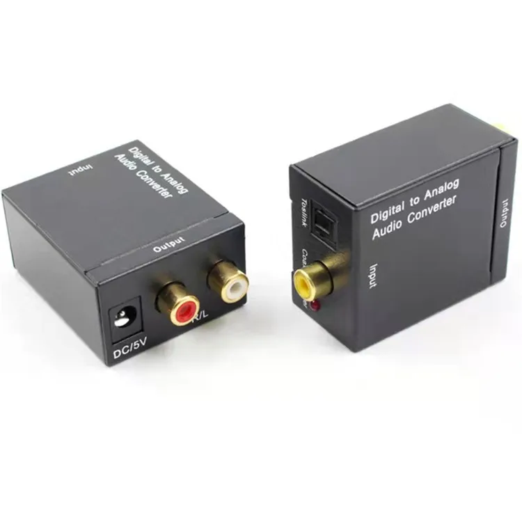 Digital to analog audio converter with 3.5 amplifier power amplifier IC fiber coaxial to analog audio decoder