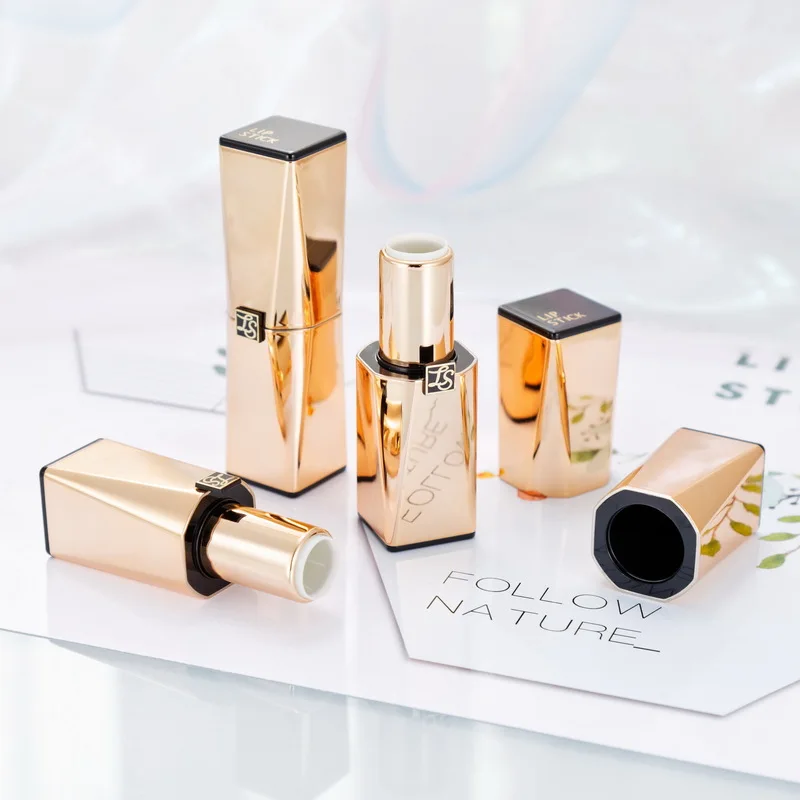 Empty Lipstick Tube Octagonal Lipstick Tube Container Golden Lipstick Tube