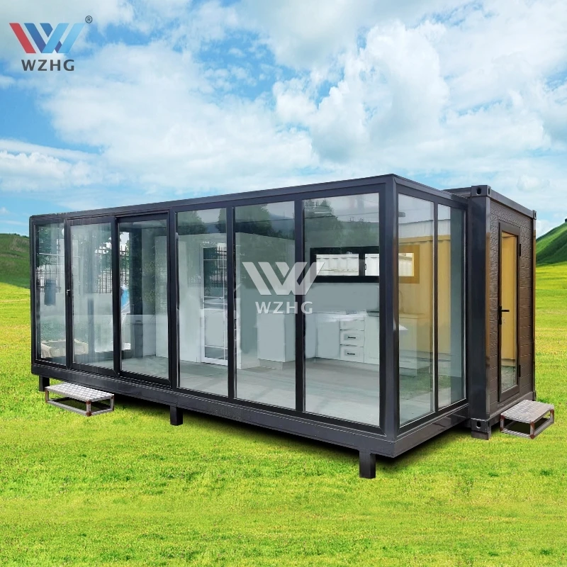 Wood Prefab Tiny House Prefab 20Ft Hous Glass Wall Container House   For Sale