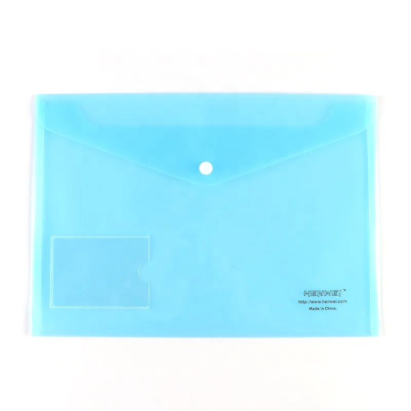 Custom PP Storage A4 Size Envelope Paper Type Test File Filling Document Holder Pencil Case Bag With Button