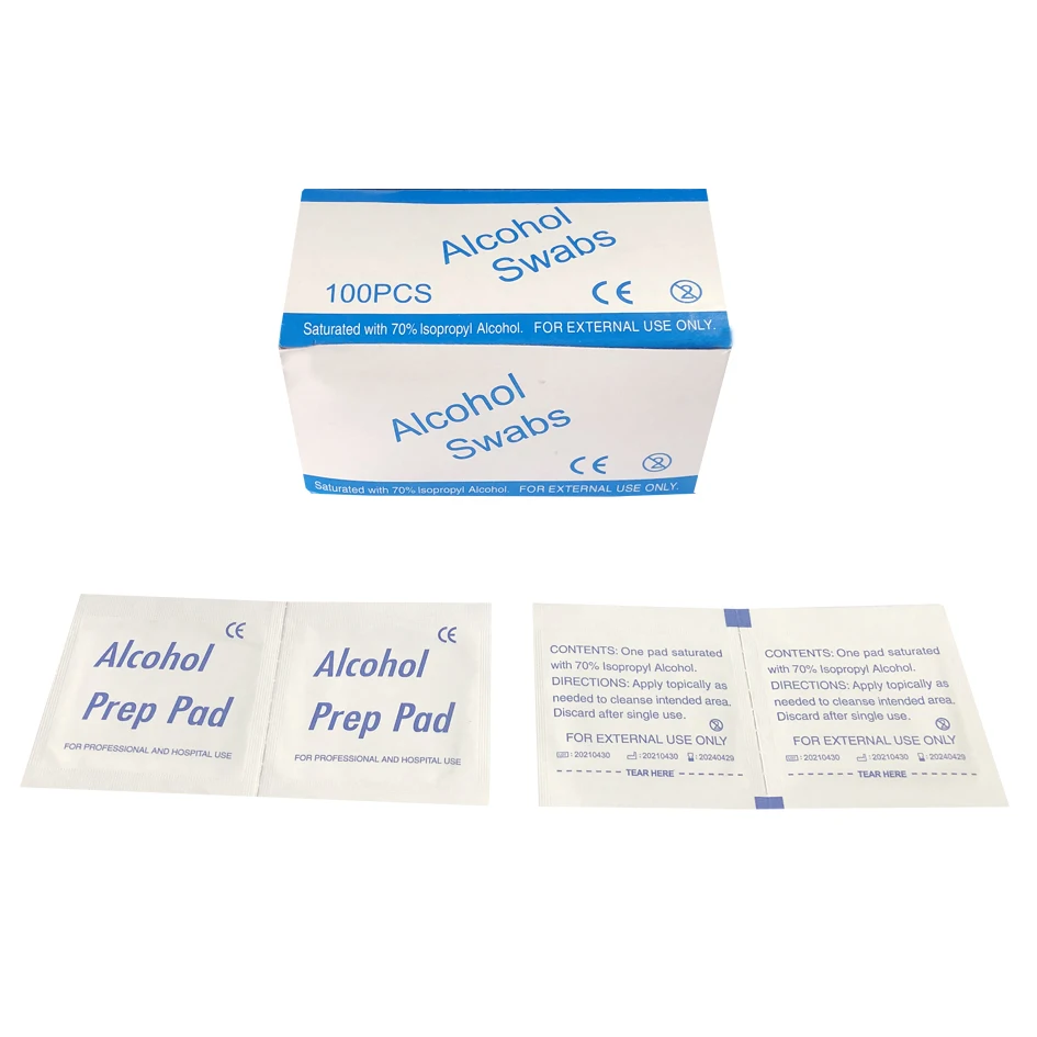 Sterile 100 Alcohol Wipes Alcohol Pads 70% Isopropyl Alcohol Antiseptic Home Free Sample Medical CE Rich White Customizable -