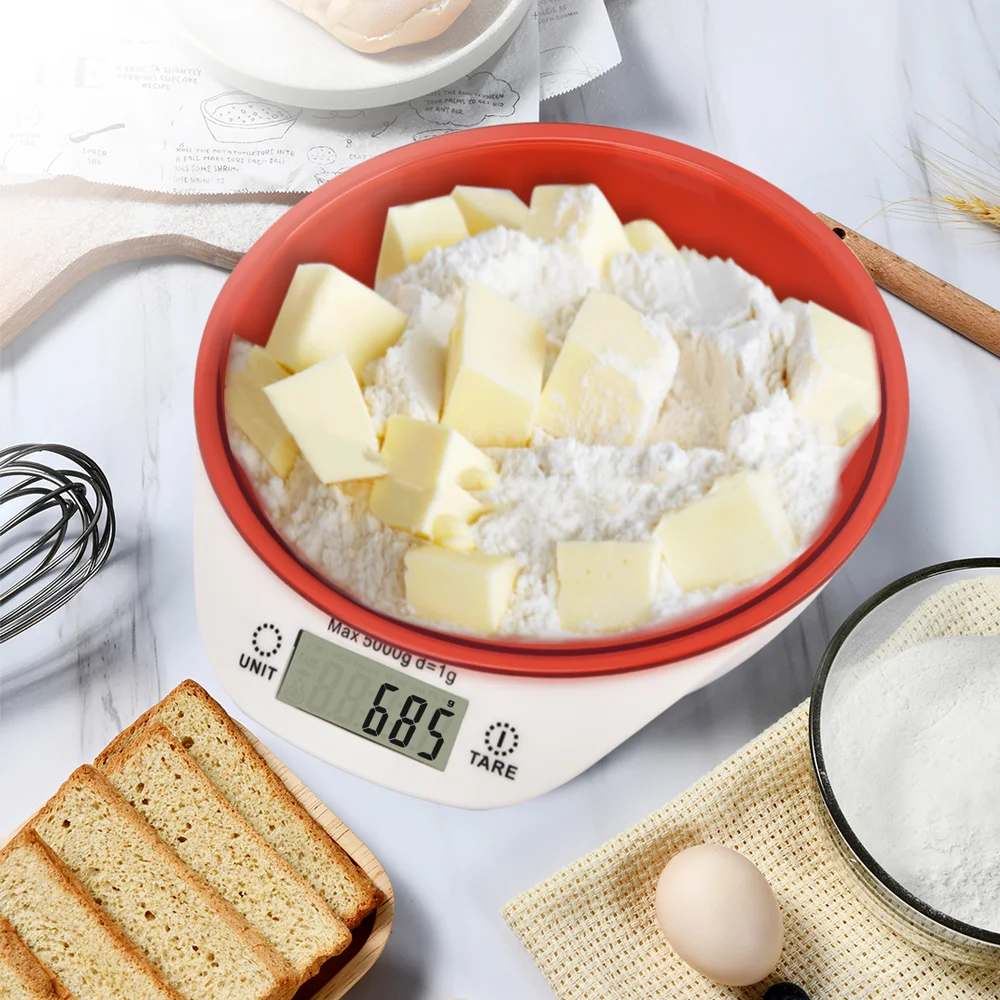 Custom Logo Accurate Weighing ABS Minimalism Kitchen Bowl Scales Kitchen Digital Long Life High Strain Sensors