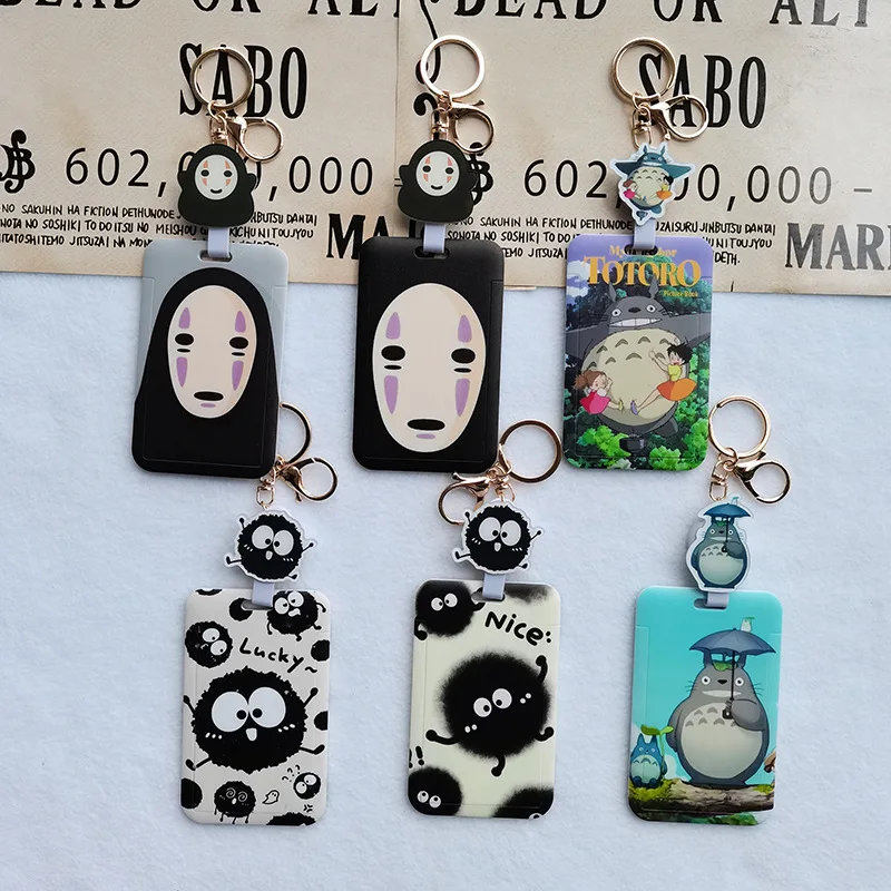 10 Color High Quality Cute Totoro Ash Fairy Retractable Buckle Card Holder keychain