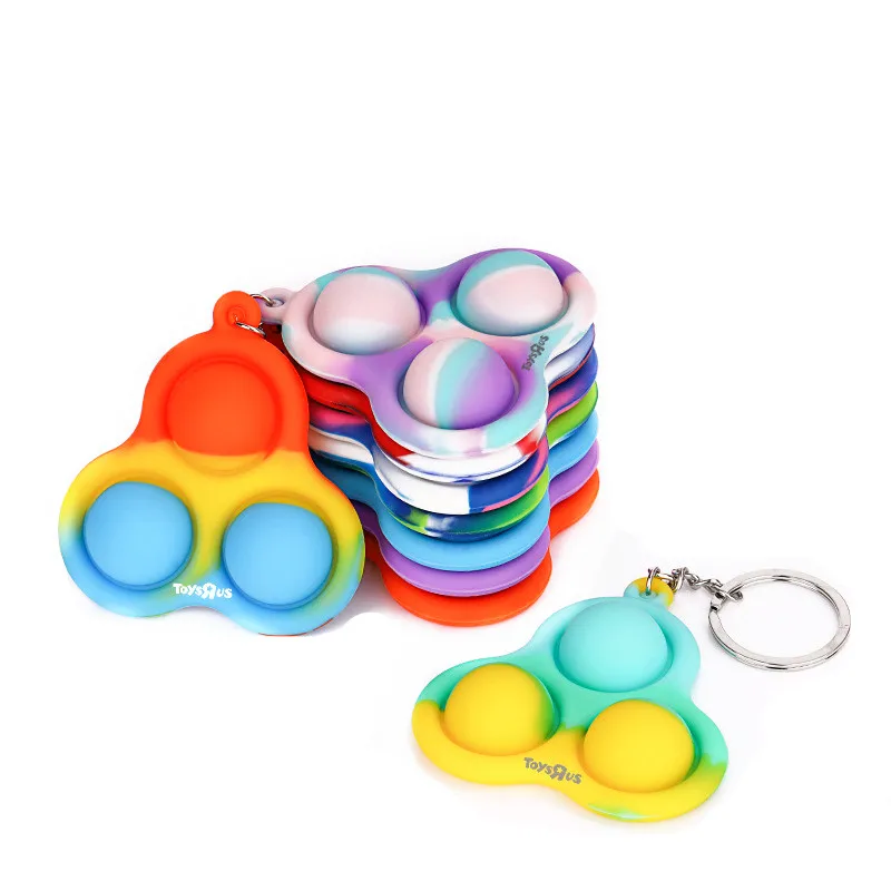 BSBH Hot Rainbow 3D Stress Ball Silicone Sensory Toys Push Bubble Fidget Toys Pop Ball Keychain