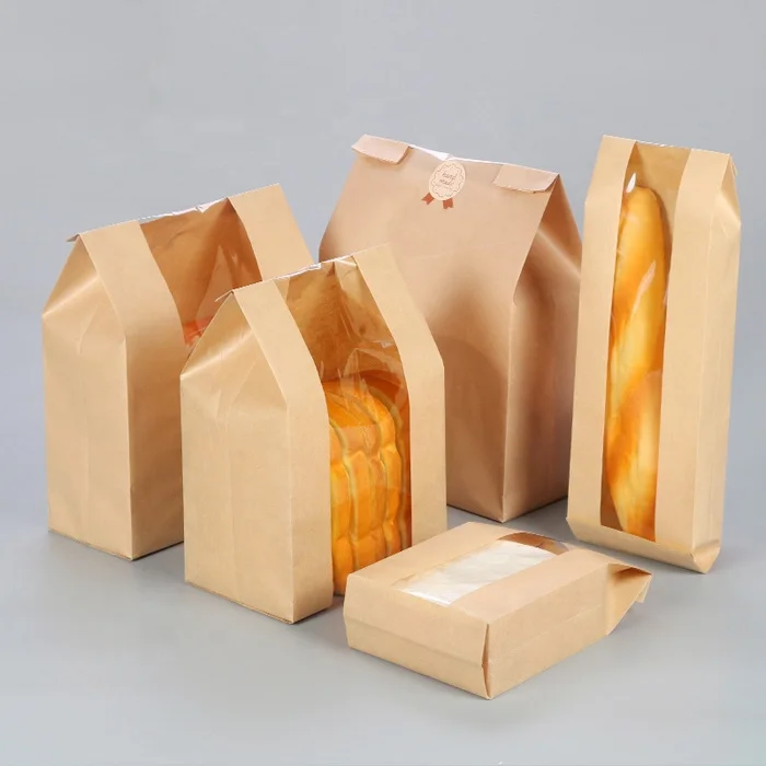 Transparent Snack Cookie Gift Custom Logo Print Biodegradable Kraft Wax Small Paper Bags