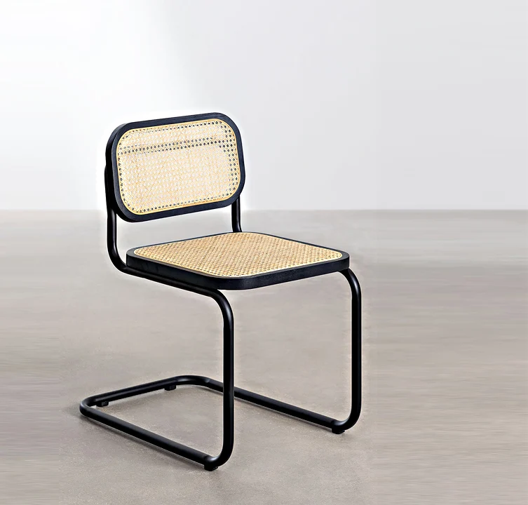 Silla High quality home furniture rattan chair back  metal custom wooden chair banquet black modern design dining chairs