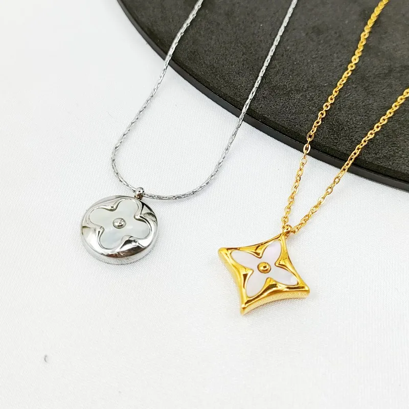 Hot Selling Nature Pearl Shell Clover Charm Pendant Stainless Steel Square Flower Four-Leaf Stud Earring PVD DIY Accessories