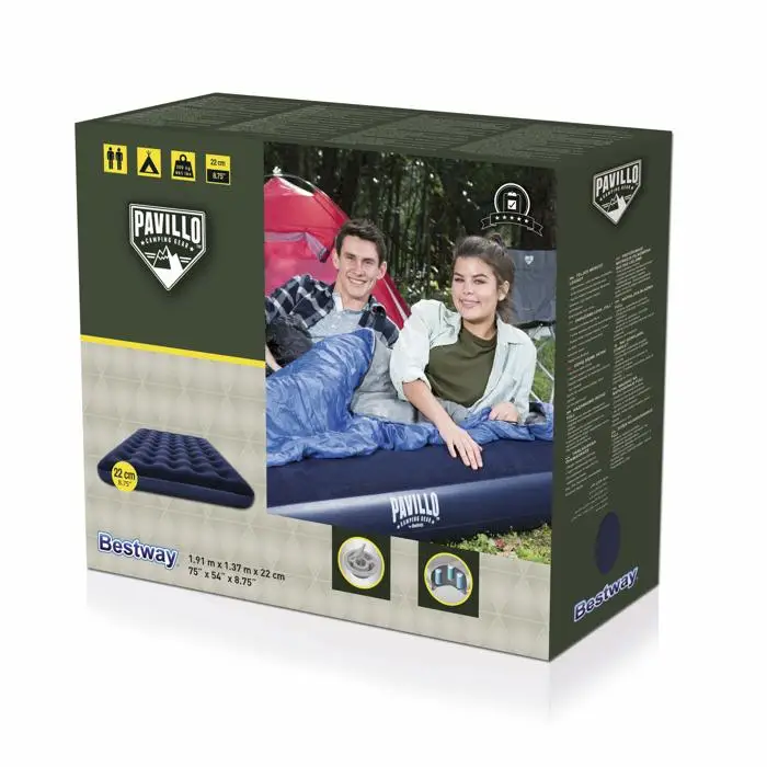 Bestway 67003 203*152*22cm inflatable flocked size mattress travel camping airbed