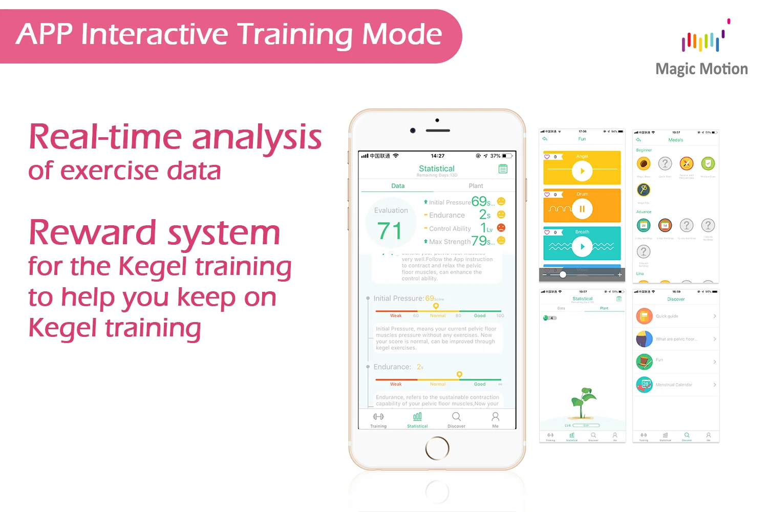 Sex Toy Can Be Used with APP Magic Motion or without APP Voice Coach Trace The Training History Kegel Ball Body Wireless Pink