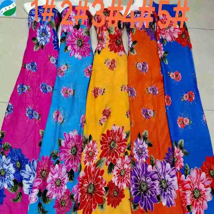 Floral Design Hot Stamping Gold Foil Print Spun Rayon Viscose Challis Stock Fabric for Lady Evening Dress